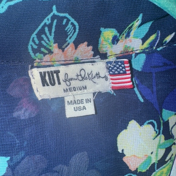 EUC Kut From The Kloth Jasmine Chiffon Blouse Blue Floral Size Medium - Picture 6 of 8